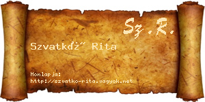 Szvatkó Rita névjegykártya
